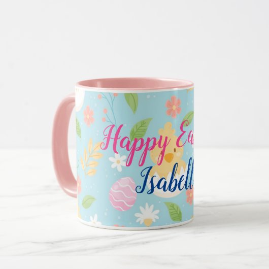 Glückliches individuelles Osterei-Huhn Tasse (Vorderseite Links)