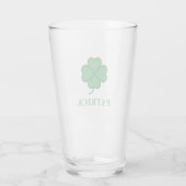 Glückliches Irisch Vier Grünes Blatt mit Monogramm Glas (Rückseite)