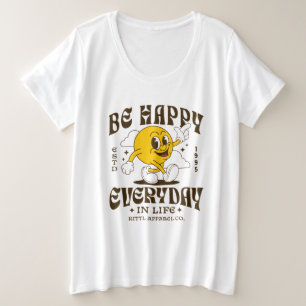 Glückliches Kaffee Smiley T-Shirt, süße positive S Große Größe T-Shirt