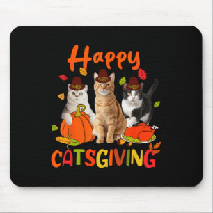 Glückliches Kätzchen-Dankfest Kitten trägt Pilgerh Mousepad