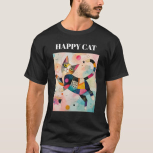 Glückliches Katze Farbige Retro T-Shirt