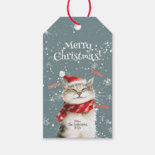 Glückliches Katze Frohe Weihnachten Geschenk-Anhän Geschenkanhänger