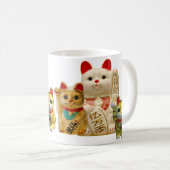 Glückliches Katzen-japanisches viel Kaffeetasse (VorderseiteRechts)