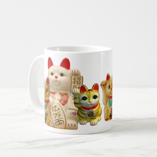 Glückliches Katzen-japanisches viel Kaffeetasse (Vorderseite Links)