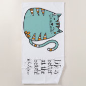 Glückliches Katzen-Name- u. -farbbadetuch Strandtuch (Vorderseite)