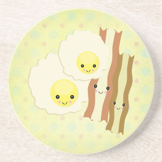 glückliches kawaii Frühstück Sandstein Untersetzer (Vorne)