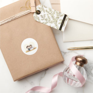 Glückliches Kawaii-Hochzeitspaar Runder Aufkleber