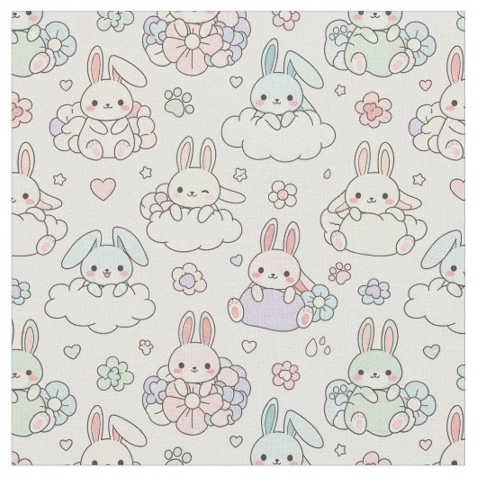 Glückliches Kawaii Kaninchen Stoff (Nahaufnahme)