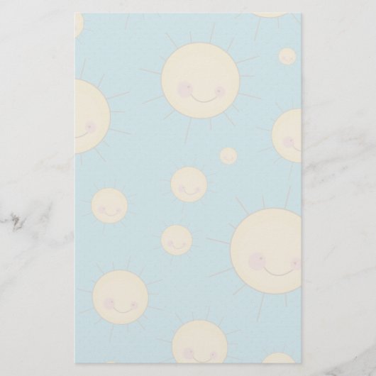 glückliches kawaii-sonniges Sonnenmuster Briefpapier (Vorderseite)
