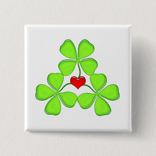 Glückliches Kleeblatt irisches vierblättriges Klee Button (Vorderseite)