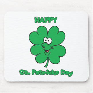 Glückliches Kleeblatt Smilie St. Patricks Tages Mousepad