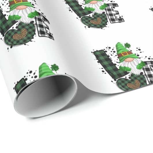 Glückliches Kleeblatt St. Patrick's Day Wrapping P Geschenkpapier (Rolleneckpunkt)