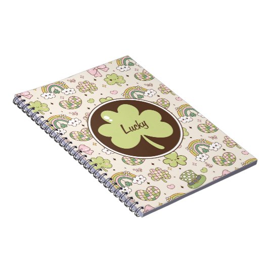 Glückliches Kleeblatt und Rainbows St. Patrick's D Notizblock (Rechte Seite)