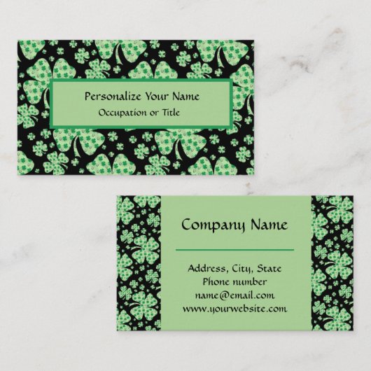 Glückliches Kleeblatt Vierblättriges Kleeblatt Visitenkarte (Vorne/Hinten)