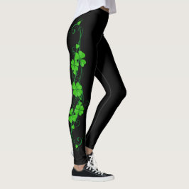 Glückliches Kleeblattgrün mit Blumen Leggings