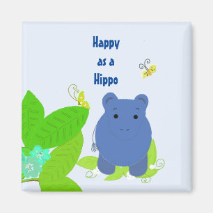 Glückliches kleines blaues Nilpferd Magnet