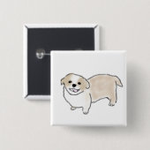 Glückliches kleines hellbraunes Welpen-Geschenk Button (Vorne & Hinten)