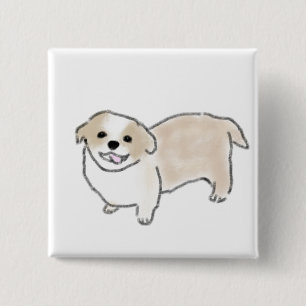 Glückliches kleines hellbraunes Welpen-Geschenk Button