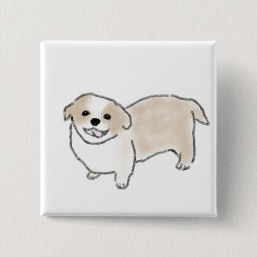 Glückliches kleines hellbraunes Welpen-Geschenk Button (Vorderseite)