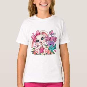 Glückliches kleines Mädchen Hase Schmetterling T-Shirt