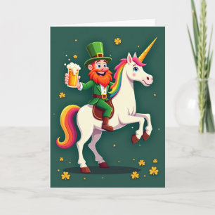 Glückliches Kobold-Einhorn-Fahrt-Karte Karte