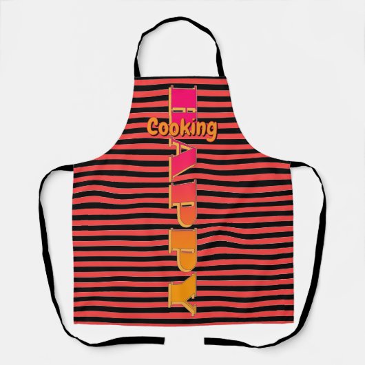 Glückliches Kochen Rot Schwarz Horizontal gestreif Schürze (Vorderseite)