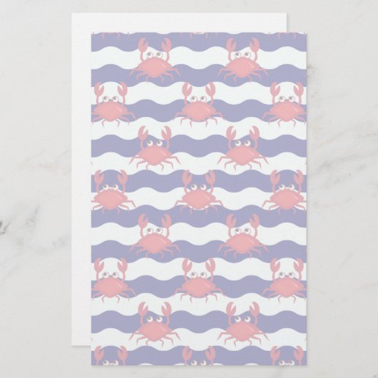 Glückliches Krabben-Muster Briefpapier (Vorne/Hinten)