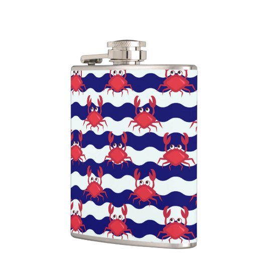 Glückliches Krabben-Muster Flachmann (Links)