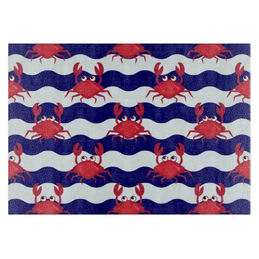 Glückliches Krabben-Muster Schneidebrett (Vorderseite)