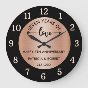 Glückliches Kupferhochzeit-Jubiläum  7. Hochzeitst Große Wanduhr