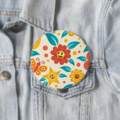 Glückliches lächelndes Blumen-Muster Button (Beispiel)