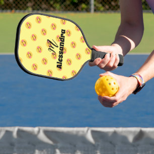 Glückliches lächelndes Gesicht Pickleball-Paddel Pickleball Schläger
