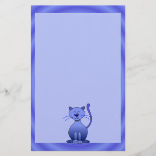 Glückliches lächelndes Katzen-blaues niedliches Briefpapier