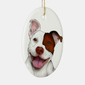 Glückliches lächelndes Pitbull Keramik Ornament (Rechts)