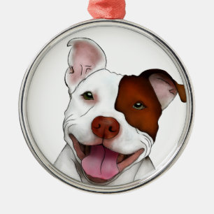 Glückliches lächelndes Pitbull Silbernes Ornament