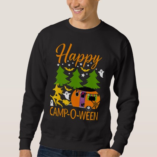 Glückliches Lager O Ween Halloween Camping Camper Sweatshirt (Vorderseite)