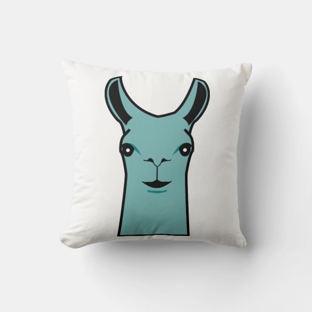 Glückliches Lama-aquamarines Zeichnen Kissen (Vorderseite)