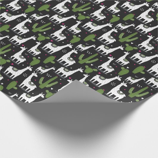 Glückliches Lama-Muster Geschenkpapier (Ecke)