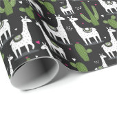 Glückliches Lama-Muster Geschenkpapier (Rolleneckpunkt)