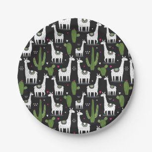 Glückliches Lama-Muster Pappteller