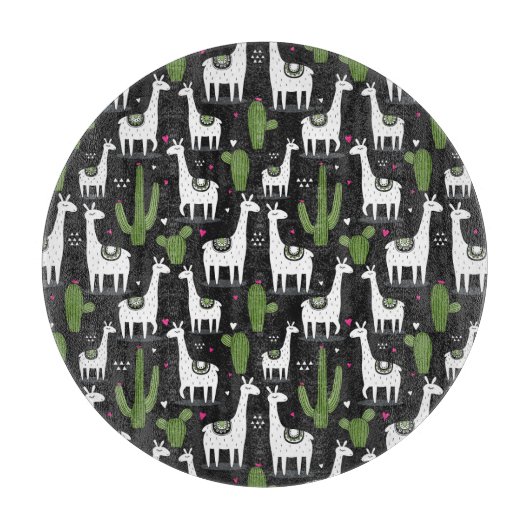 Glückliches Lama-Muster Schneidebrett (Vorderseite)