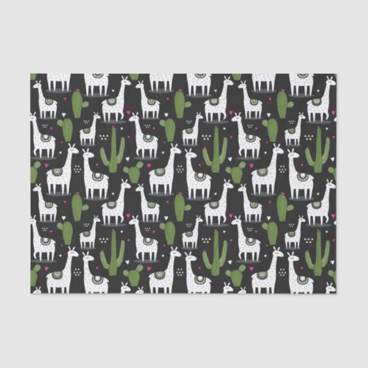 Glückliches Lama-Muster Seidenpapier (Vorderseite)