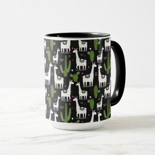 Glückliches Lama-Muster Tasse (VorderseiteRechts)