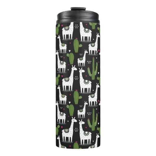 Glückliches Lama-Muster Thermosbecher (Vorderseite)