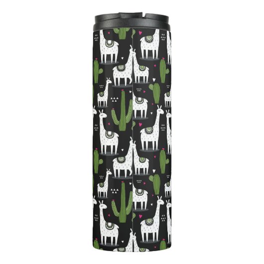 Glückliches Lama-Muster Thermosbecher (Rückseite)