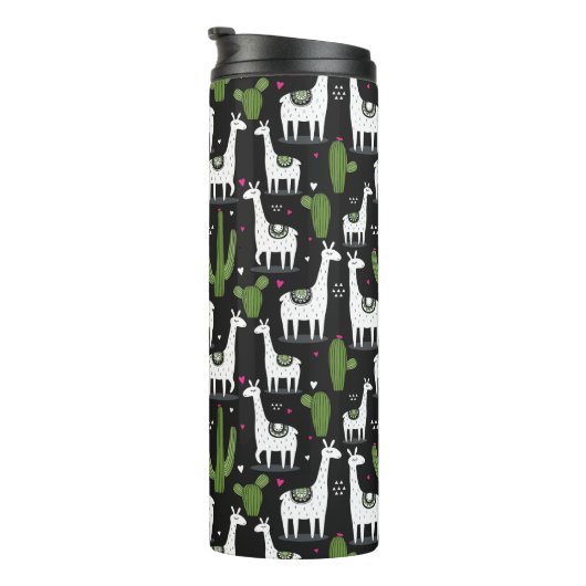 Glückliches Lama-Muster Thermosbecher (Nach rechts gedreht)