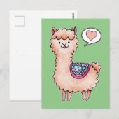 Glückliches Lama Postkarte (Vorne/Hinten)