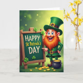 Glückliches Leprechaun-Musterkarte Karte (Gelbe Blume)