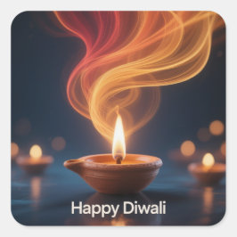 Glückliches, leuchtendes Diwali-Diya-Sticker-Desig Quadratischer Aufkleber