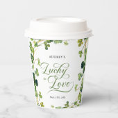 Glückliches Liebes-Brautjungferparty Grüner Kleebl Pappbecher (Vorderseite)